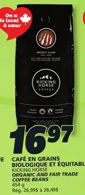 IGA KICKING HORSE ORGANIC AND FAIR TRADE COFFEE BEANS offer