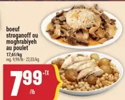 Marché Adonis BOEUF STROGANOFF OU MOGHRABIYEH AU POULET offer