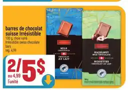 Marché Adonis BARRES DE CHOCOLAT SUISSE IRRÉSISTIBLE | IRRÉSISTIBLE SWISS CHOCOLATE BARS offer