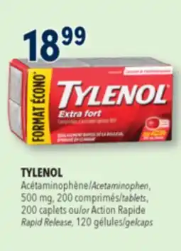 Familiprix TYLENOL, Acetaminophen, 500 mg, 200 tablets, 200 caplets or Action Rapid Release, 120 gelcaps offer