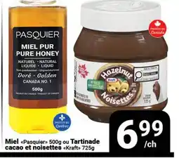 Pasquier Miel Pasquier 500g ou Tartinade cacao et noisettes Kraft 725g offer