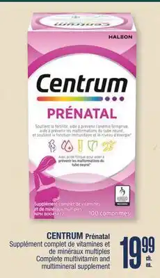Jean Coutu CENTRUM Prénatal Complete multivitamin and multimineral supplement offer