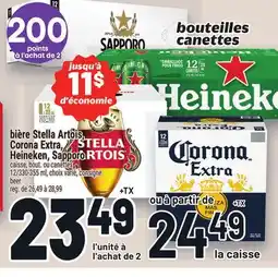 Metro BIÈRE STELLA ARTOIS, CORONA EXTRA, HEINEKEN, SAPPORO | BEER offer
