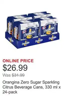 Costco Orangina Zero Sugar Sparkling Citrus Beverage Cans, 330 ml x 24-pack offer