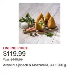Costco Arancini Spinach & Mozzarella, 30 × offer