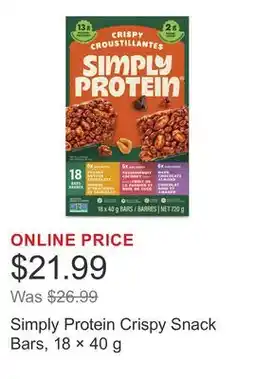 Costco Simply Protein Crispy Snack Bars, 18 × offer