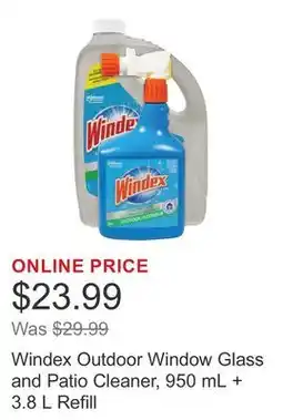 Costco Windex Outdoor Window Glass and Patio Cleaner, 950 mL + 3.8 L Refill offer