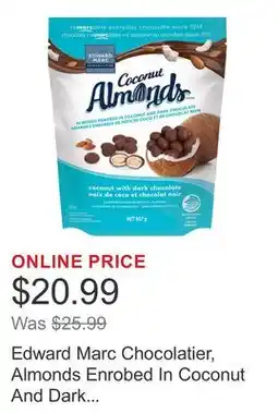 Costco Edward Marc Chocolatier, Almonds Enrobed In Coconut And Dark Chocolate offer