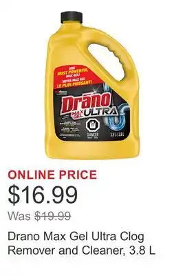Costco Drano Max Gel Ultra Clog Remover and Cleaner offer