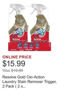 Costco Resolve Gold Oxi-Action Laundry Stain Remover Trigger, 2 Pack ( 2 x 550 mL) offer