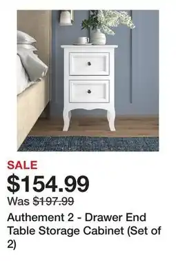 Wayfair Authement 2 - Drawer End Table Storage Cabinet (Set of 2) offer