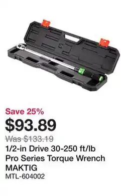 Bumper to Bumper 1/2-in Drive 30-250 ft/lb Pro Series Torque Wrench offer