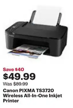Best Buy Canon PIXMA TS3720 Wireless All-In-One Inkjet Printer offer