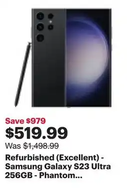 Best Buy Refurbished (Excellent) - Samsung Galaxy S23 Ultra 256GB - Phantom Black - Unlocked offer