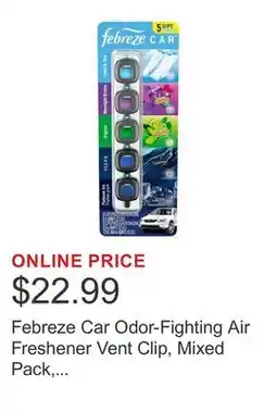 Costco Febreze Car Odor-Fighting Air Freshener Vent Clip, Mixed Pack, 2.2ml, 5 count offer