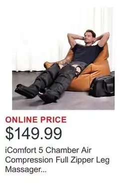 Costco iComfort 5 Chamber Air Compression Full Zipper Leg Massager Recovery Boots offer