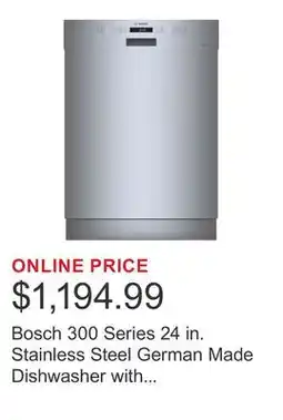 Costco Bosch 300 Series 24 in. Stainless Steel German Made Dishwasher with Third Rack offer