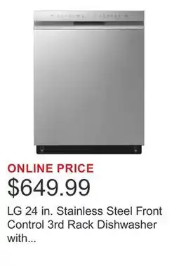 Costco LG 24 in. Stainless Steel Front Control 3rd Rack Dishwasher with ThinQ Technology offer