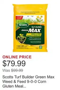 Costco Scotts Turf Builder Green Max Weed & Feed 9-0-0 Corn Gluten Meal with Iron (1%) offer