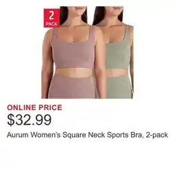 Costco Aurum Women's Square Neck Sports Bra, 2-pack offer