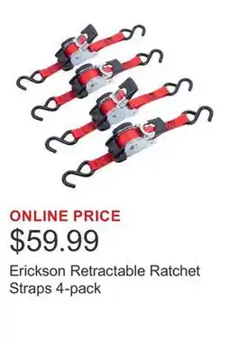 Costco Erickson Retractable Ratchet Straps 4-pack offer