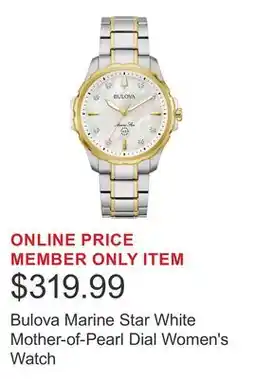 Costco Bulova Marine Star White Mother-of-Pearl Dial Women's Watch offer