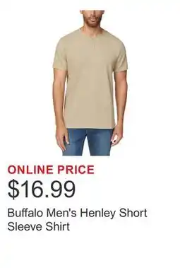 Costco Buffalo Men's Henley Short Sleeve Shirt offer