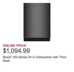 Costco Bosch 100 Series 24 in Dishwasher with Third Rack offer