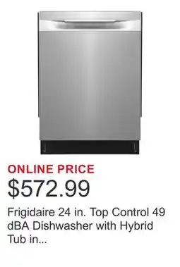 Costco Frigidaire 24 in. Top Control 49 dBA Dishwasher with Hybrid Tub in Stainless Steel offer