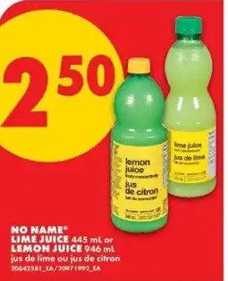 No Frills No name lime juice or lemon juice offer