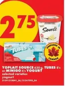 No Frills Yoplait source tubes or minigo yogurt offer