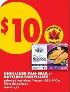 No Frills High liner pan-sear or battered fish fillets offer