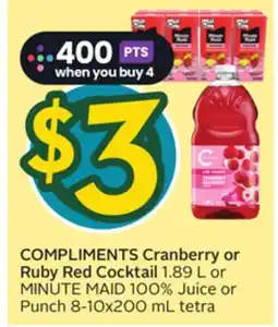 Sobeys Cranberry or Ruby Red Cocktail offer