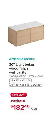 Bath Depot Arden Collection 36 Light beige wood finish wall vanity offer