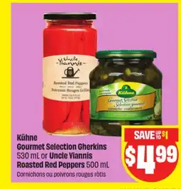 FreshCo Kuhne Gourmet Selection Gherkins 530 mL or Uncle Viannis Roasted Red Peppers 500 mL offer