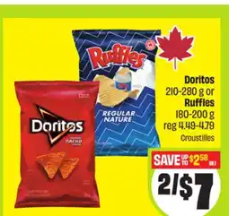 FreshCo Doritos 210-280 g or Ruffles 180-200 g offer