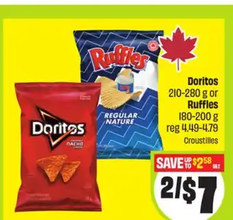 FreshCo Doritos 210-280 g or Ruffles 180-200 g offer