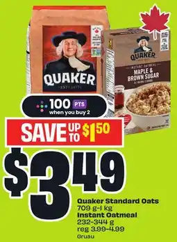 FreshCo Quaker Standard Oats 709 g-l kg Instant Oatmeal 232-344 g Gruau offer
