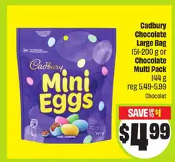 FreshCo Cadbury Chocolate Large Bag 151-200 g or Chocolate Multi Pack 144 g Chocolat offer