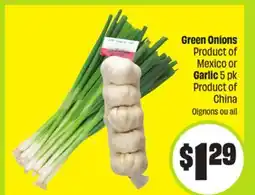 FreshCo Green Onions Product of Mexico or Garlic 5 pk Product of China Olgnons ou all offer