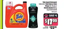 FreshCo Tide Liquid Detergent 3.46-3.9 L Tide Pods or Gain Flings 45-76 pk or Downy Beads 853 g Détergent offer