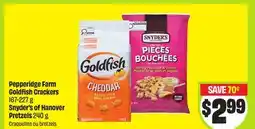 FreshCo Pepperidge Farm Goldfish Crackers 167-227 g Snyder's of Hanover Pretzels 240 g offer