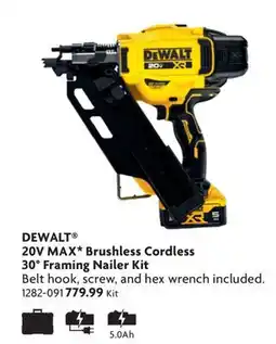 Home Hardware DEWALT 20V MAX* Brushless Cordless 30° Framing Nailer Kit offer