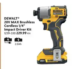 Home Hardware 20V MAX Brushless Cordless 1/4 Impact Driver Kit offer