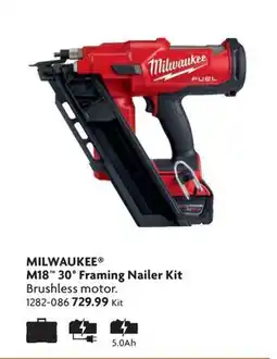 Home Hardware MILWAUKEE M18 30° Framing Nailer Kit offer