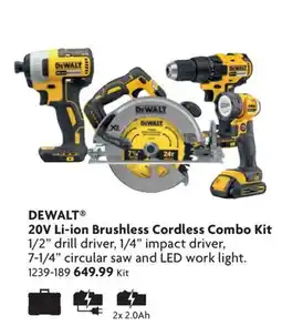 Home Hardware 20V Li-ion Brushless Cordless Combo Kit offer