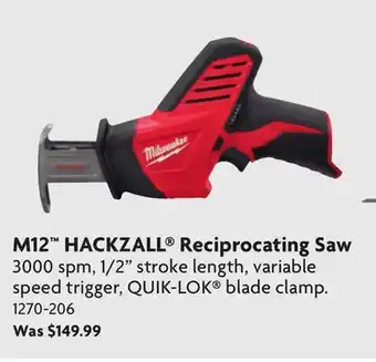 Home Hardware M12 HACKZALL Reciprocating Saw offer