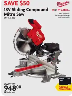 Home Hardware 18V Sliding Compound Mitre Saw offer