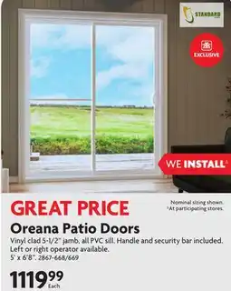 Home Hardware Oreana Patio Doors offer