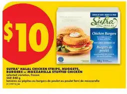 No Frills SUFRA HALAL CHICKEN STRIPS, NUGGETS, BURGERS or MOZZARELLA STUFFED CHICKEN offer